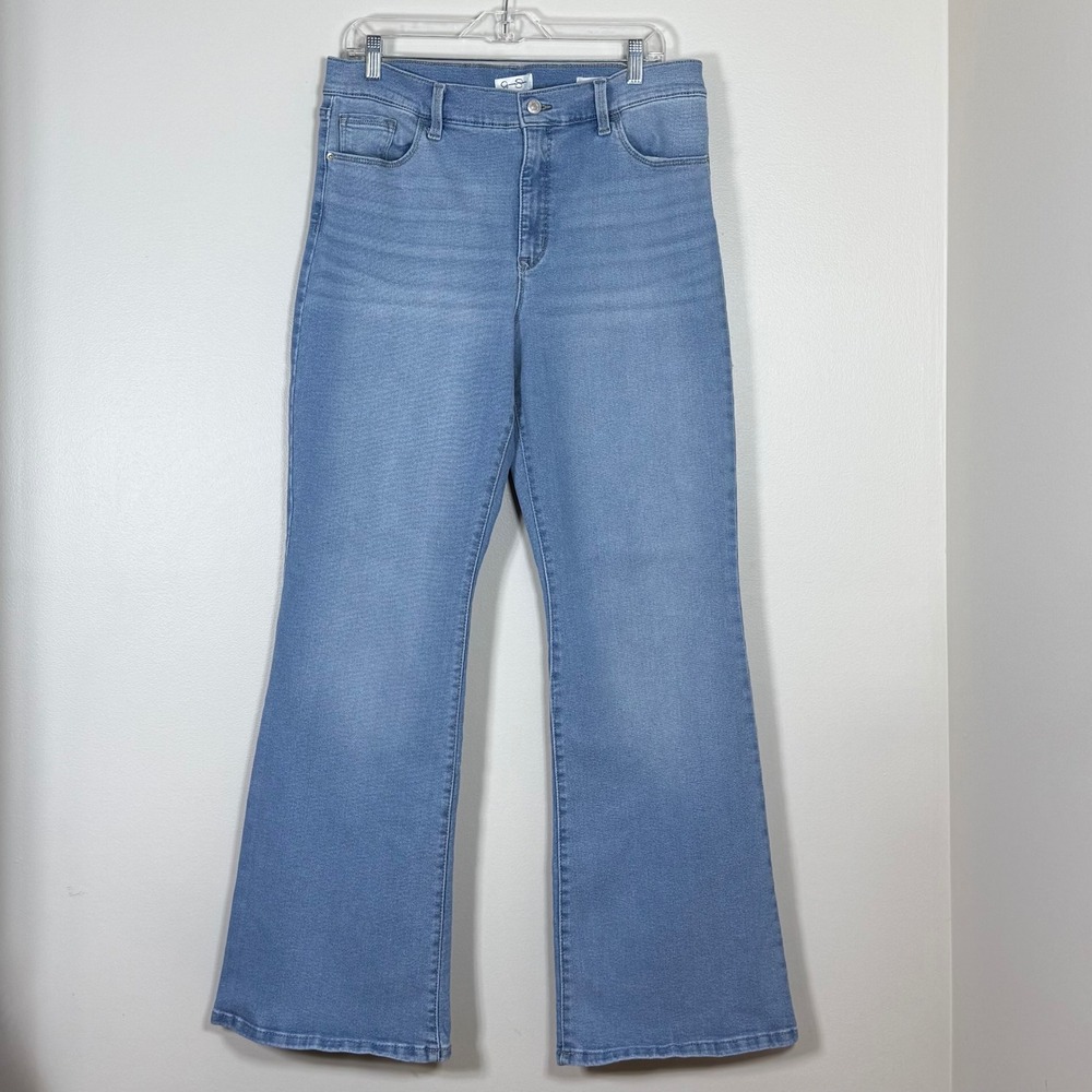 Jessica Simpson Womens High Rise Flare Jeans 16 Blue Light Wash Stretch Denim